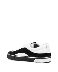 Мужские бело-черные кожаные низкие кеды от Palm Angels