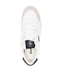 Мужские бело-черные кожаные низкие кеды от Palm Angels