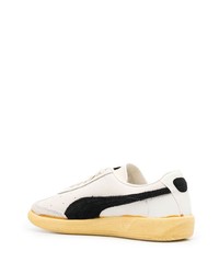 Мужские бело-черные кожаные низкие кеды от Puma