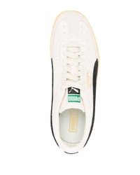 Мужские бело-черные кожаные низкие кеды от Puma