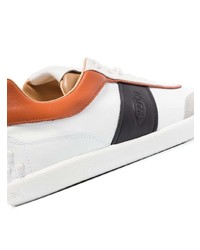 Мужские бело-черные кожаные низкие кеды от Tod's