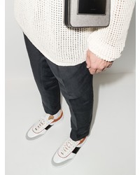 Мужские бело-черные кожаные низкие кеды от Tod's