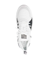 Мужские бело-черные кожаные низкие кеды от Roberto Cavalli