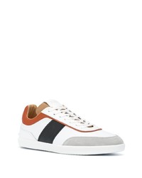 Мужские бело-черные кожаные низкие кеды от Tod's