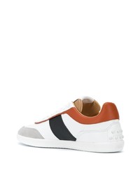 Мужские бело-черные кожаные низкие кеды от Tod's