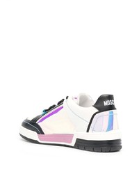 Мужские бело-черные кожаные низкие кеды от Moschino