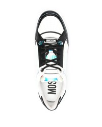 Мужские бело-черные кожаные низкие кеды от Moschino