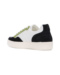 Мужские бело-черные кожаные низкие кеды от Cerruti 1881