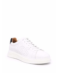 Мужские бело-черные кожаные низкие кеды от BOSS