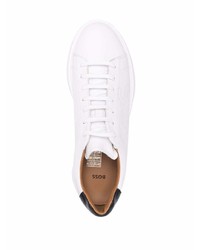 Мужские бело-черные кожаные низкие кеды от BOSS