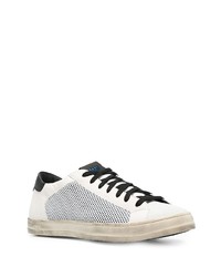 Мужские бело-черные кожаные низкие кеды от P448