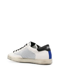 Мужские бело-черные кожаные низкие кеды от P448