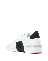 Мужские бело-черные кожаные низкие кеды от Philipp Plein