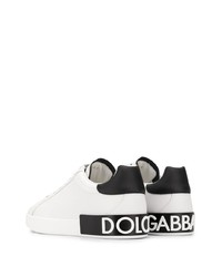 Мужские бело-черные кожаные низкие кеды от Dolce & Gabbana