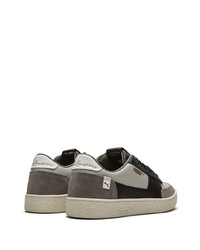 Мужские бело-черные кожаные низкие кеды от Puma