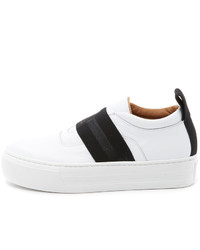 Женские бело-черные кожаные низкие кеды от Won Hundred