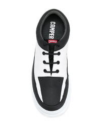 Мужские бело-черные кожаные низкие кеды от Camper