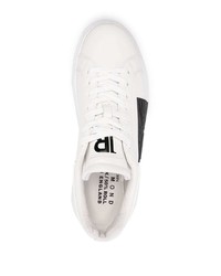 Мужские бело-черные кожаные низкие кеды от John Richmond