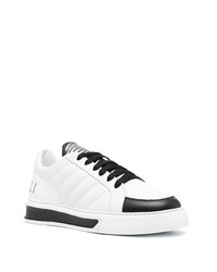 Мужские бело-черные кожаные низкие кеды от Roberto Cavalli