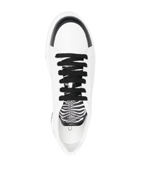 Мужские бело-черные кожаные низкие кеды от Roberto Cavalli