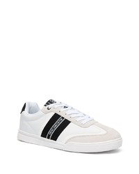 Мужские бело-черные кожаные низкие кеды от VERSACE JEANS COUTURE