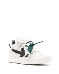 Мужские бело-черные кожаные низкие кеды от Off-White