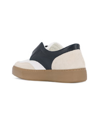 Мужские бело-черные кожаные низкие кеды от Cerruti 1881