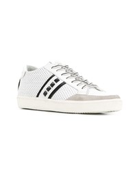 Мужские бело-черные кожаные низкие кеды от Leather Crown