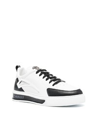 Мужские бело-черные кожаные низкие кеды от Roberto Cavalli