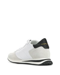 Мужские бело-черные кожаные низкие кеды от Philippe Model