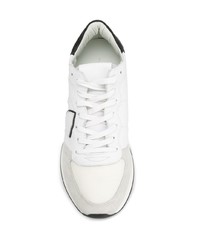 Мужские бело-черные кожаные низкие кеды от Philippe Model