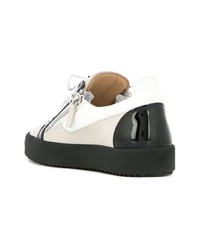 Мужские бело-черные кожаные низкие кеды от Giuseppe Zanotti Design