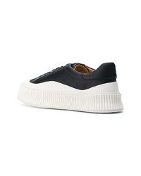 Мужские бело-черные кожаные низкие кеды от Jil Sander