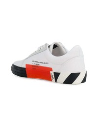 Мужские бело-черные кожаные низкие кеды от Off-White