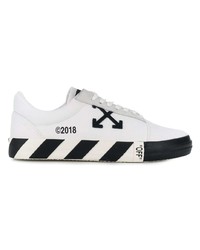 Мужские бело-черные кожаные низкие кеды от Off-White