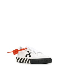 Мужские бело-черные кожаные низкие кеды от Off-White