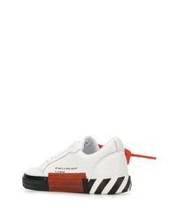 Мужские бело-черные кожаные низкие кеды от Off-White