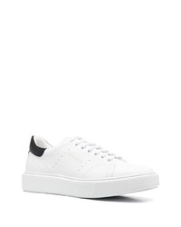 Мужские бело-черные кожаные низкие кеды от Tagliatore