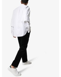 Мужские бело-черные кожаные низкие кеды от Axel Arigato