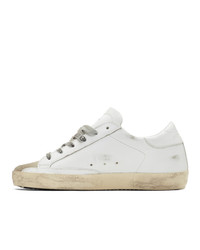 Женские бело-черные кожаные низкие кеды от Golden Goose