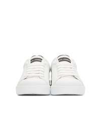 Мужские бело-черные кожаные низкие кеды от Dolce and Gabbana