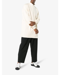 Мужские бело-черные кожаные низкие кеды от Yohji Yamamoto