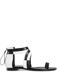 Бело-черные кожаные сандалии на плоской подошве от Pierre Hardy