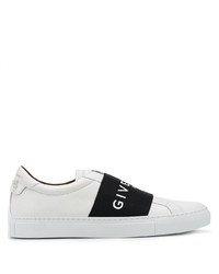 Мужские бело-черные кожаные слипоны от Givenchy