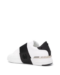 Мужские бело-черные кожаные слипоны от Philipp Plein