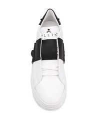 Мужские бело-черные кожаные слипоны от Philipp Plein