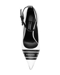 Бело-черные кожаные туфли с принтом от Versace