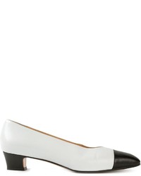 Бело-черные кожаные туфли от Celine