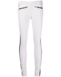 Бело-черные кожаные узкие брюки от American Retro