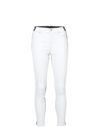 Бело-черные кожаные узкие брюки от RtA